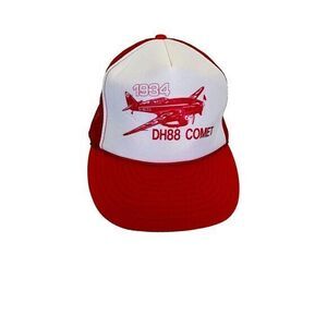 Vintage DH88 Comet Snapback Mesh Cap Trucker Hat Red & White
